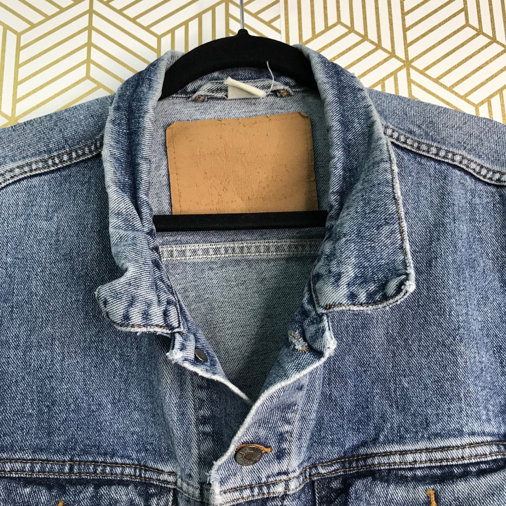 Vtg Levi's Mens Trucker Denim Jacket XL? Blue Cotton Button Front Pockets - Picture 6 of 9
